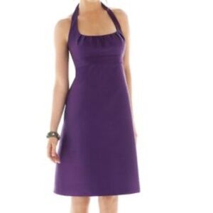Alfred Sung Midnight blue satin halter dress Size 20